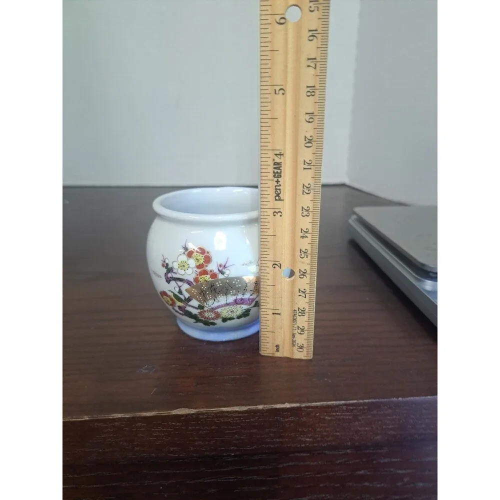 Vintage UCGC Porcelain Rounded Teacup With Folded Fan, Floral And Japanese...